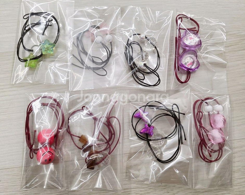 비즈 머리끈 양갈래머리끈 10봉 일괄--4