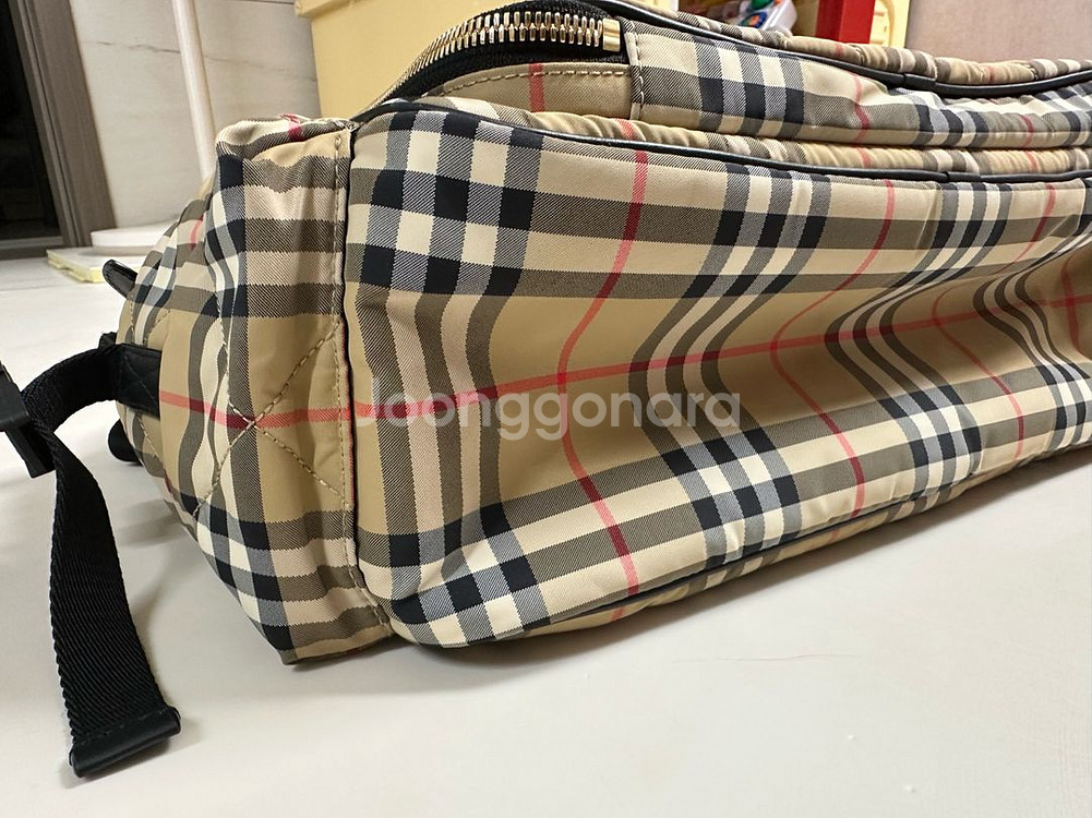 버버리 체크 퀼팅 베이비 체인징 매트 백 기저귀 가방--1