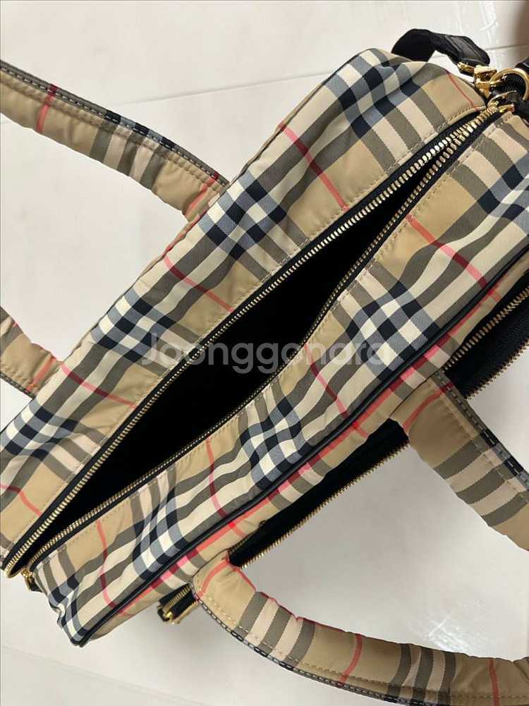 버버리 체크 퀼팅 베이비 체인징 매트 백 기저귀 가방--3