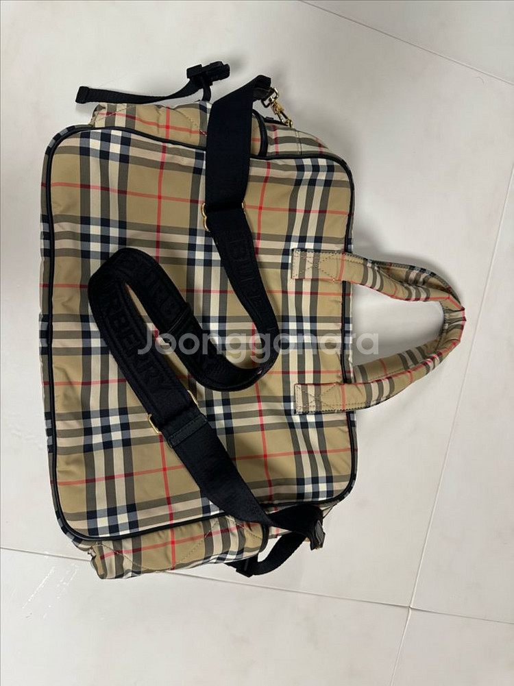 버버리 체크 퀼팅 베이비 체인징 매트 백 기저귀 가방--8