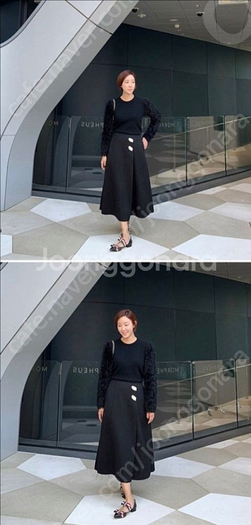 미미씨엘 블랙라벨 스트링블라우스+버튼스커트 세트--3
