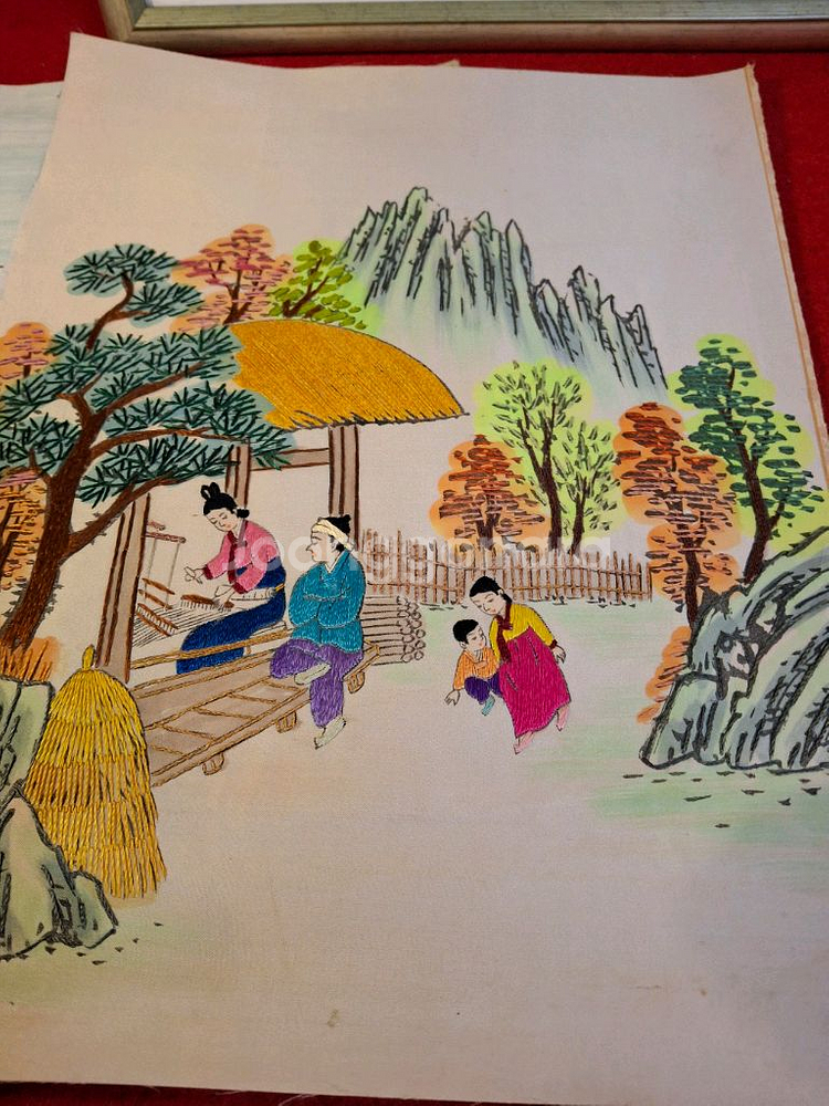 선녀와 나무꾼 6폭 자수--6