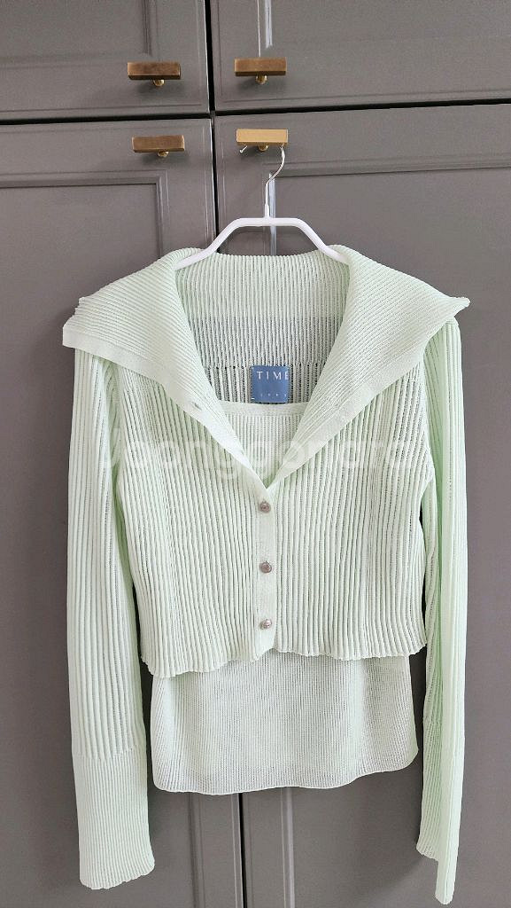 TIME크롭가디건 나시세트95--7