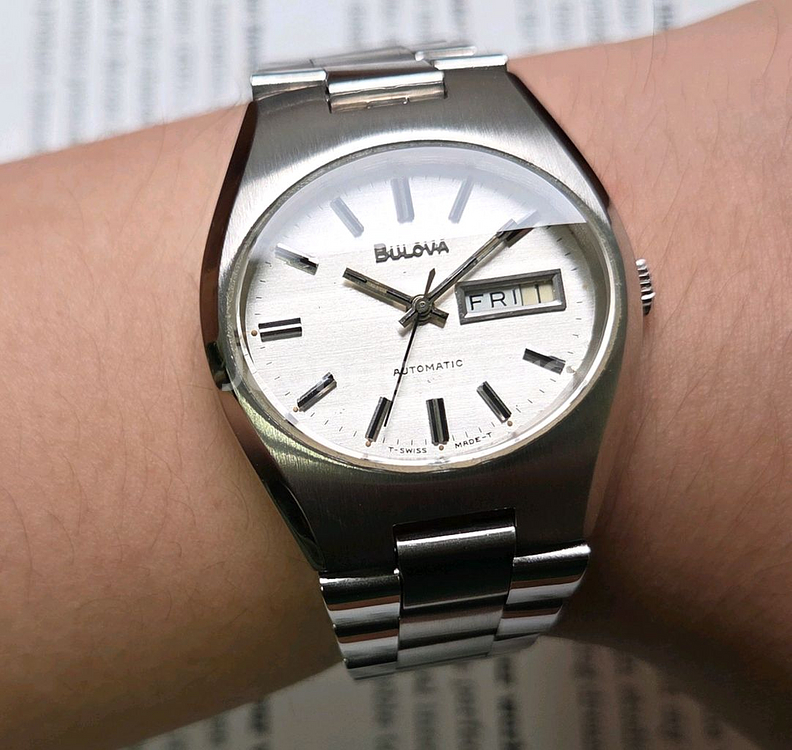 빈티지 부로바 UFO 데이데이트 실버판 점보 각유리 통--9