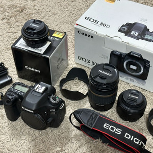 (상태좋음) 캐논 EOS 80D 카메라 + 여러 렌즈들