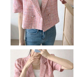 연핑크색 트위드자켓
