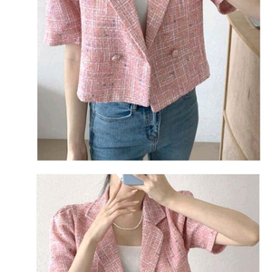 연핑크색 트위드자켓