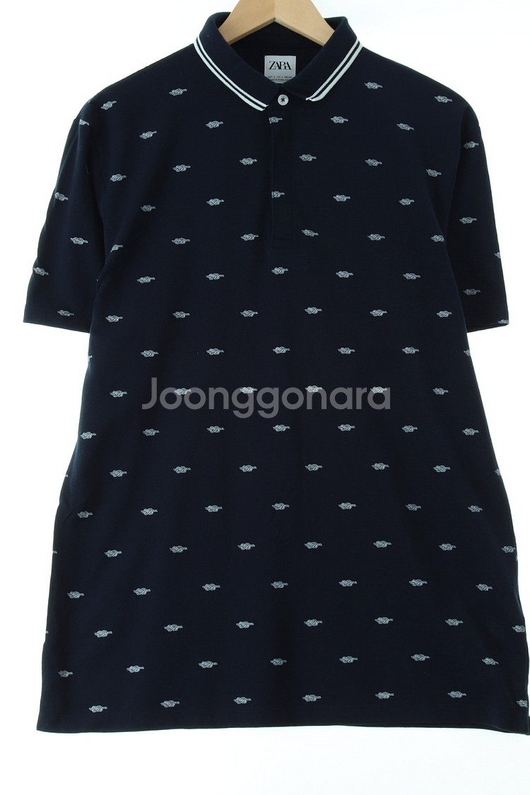 (L-XL) 브랜드빈티지 반팔 카라 티셔츠 자라 패턴--0