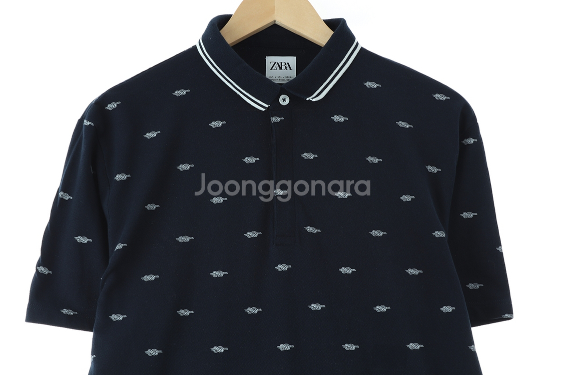 (L-XL) 브랜드빈티지 반팔 카라 티셔츠 자라 패턴--1