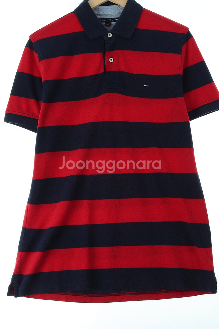 (M-XL) 타미힐피거 반팔 카라 티셔츠 스트라이프--0