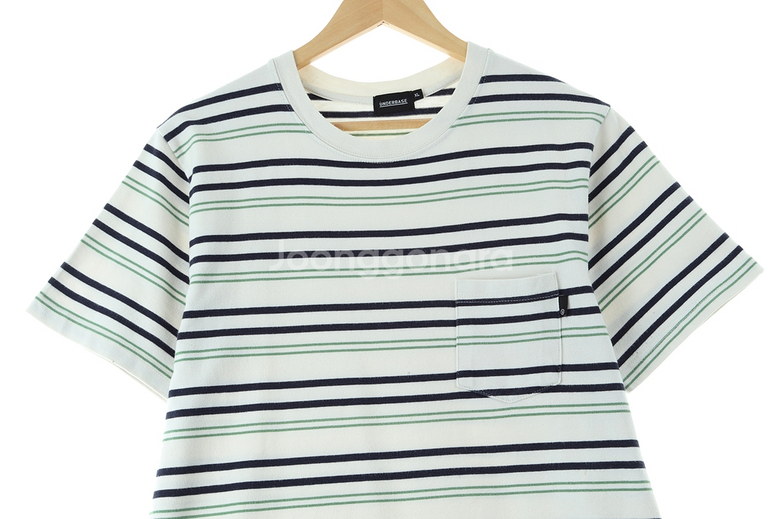 (XL) 브랜드빈티지 반팔 티셔츠 스트라이프 화이트--1