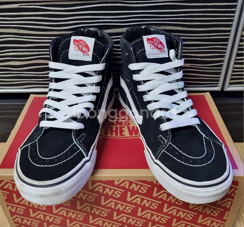 VANS 반스 블랙 화이트 하이탑 스케이트보드 슈--1