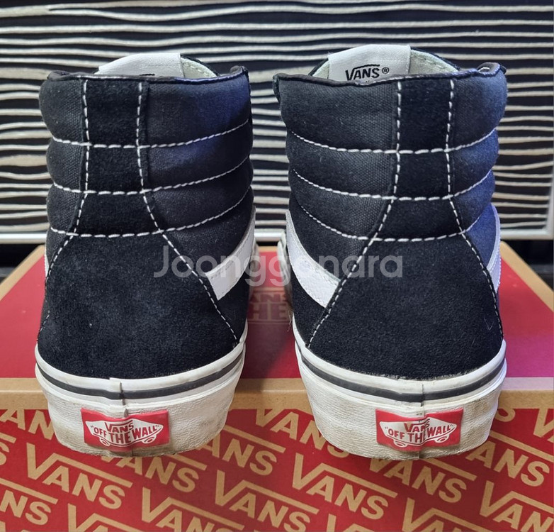 VANS 반스 블랙 화이트 하이탑 스케이트보드 슈--6