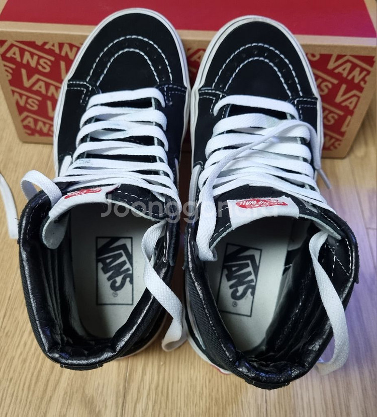 VANS 반스 블랙 화이트 하이탑 스케이트보드 슈--7