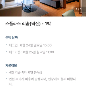 리솜스플래쉬 1박 숙박권 8월24일