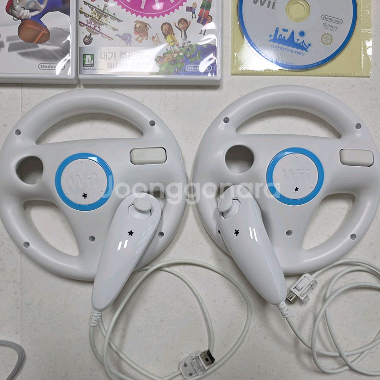 일괄) 닌텐도 Wii 위 세트, 게임 씨디 리모컨 핸들--1