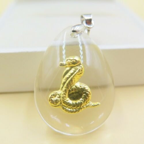 새 뱀 24K 순금 크리스탈 공예 황금 목걸이 고급--1