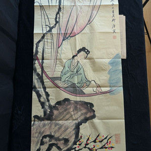 [골동품/고화] 중국유명화가 당인 당백호 미인도 그림
