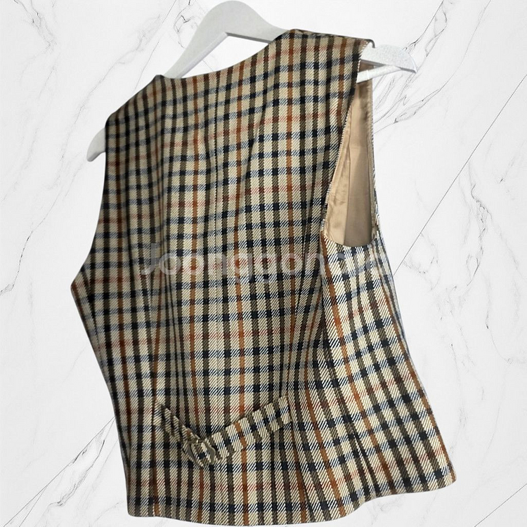 닥스 DAKS LONDON 클래식 체크 패턴 울 베스트--5
