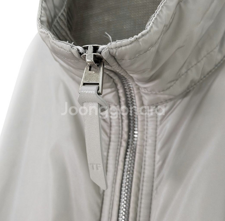 [46] TF 톰포드 남성 울 니트 하이넥 집업 패널 패딩 자켓 그레이--3