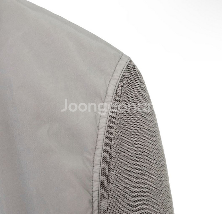 [46] TF 톰포드 남성 울 니트 하이넥 집업 패널 패딩 자켓 그레이--4