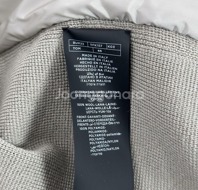 [46] TF 톰포드 남성 울 니트 하이넥 집업 패널 패딩 자켓 그레이--8