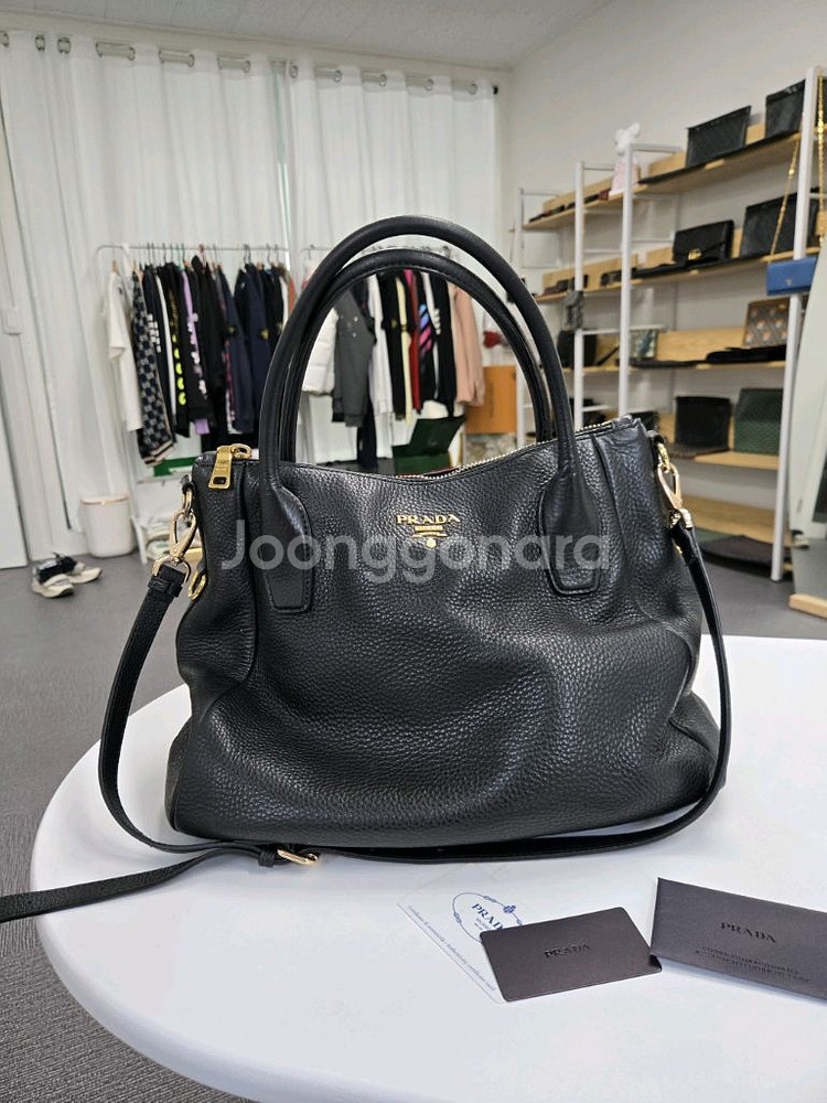 [A급컨디션]프라다 사피아노 가죽 숄더백--0
