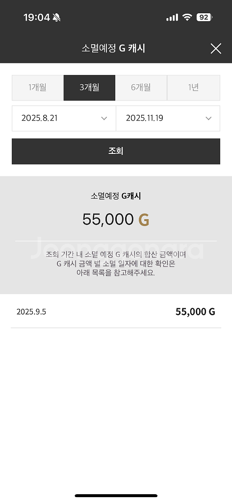 갤러리아 G캐시 55,000원 (11% 할인)--1