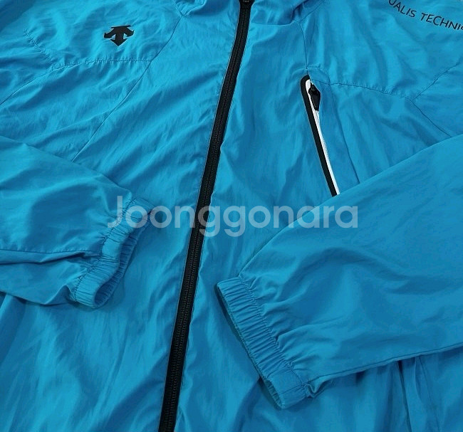 데상트 블루 바람막이 후드 자켓 등산자켓 105/XL--2