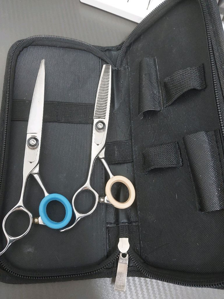 왼손잡이 이용가위 세트 (7인치 장가위,틴닝가위) 이미지