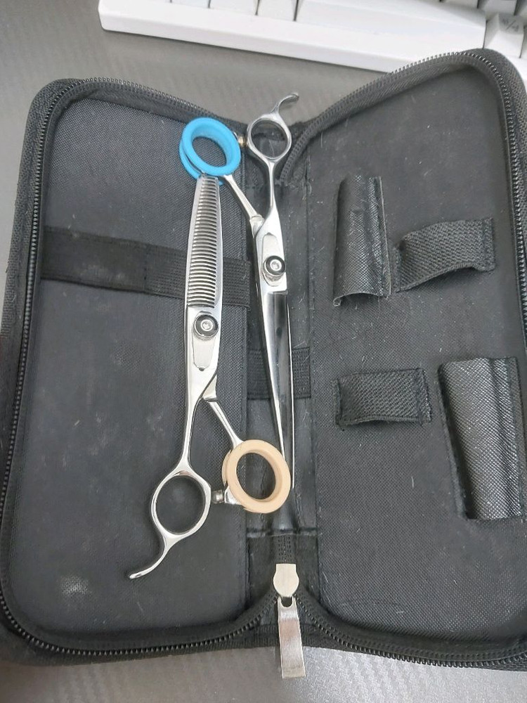 왼손잡이 이용가위 세트 (7인치 장가위,틴닝가위) 이미지