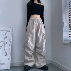 더블 포켓 핀턱 투웨이 스트링카고 와이드 바스락 팬츠