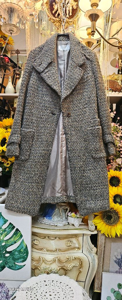 타임 트위드 롱 코트 빈티지 롱코트--2