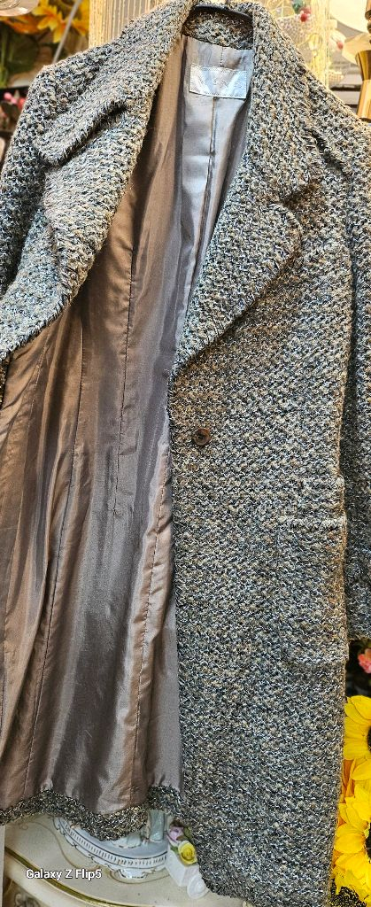 타임 트위드 롱 코트 빈티지 롱코트--4