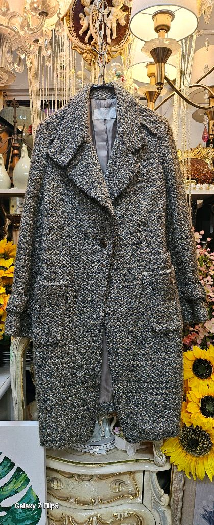 타임 트위드 롱 코트 빈티지 롱코트--7