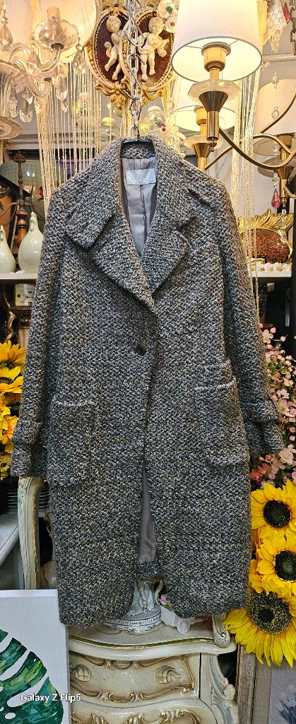 타임 트위드 롱 코트 빈티지 롱코트--8