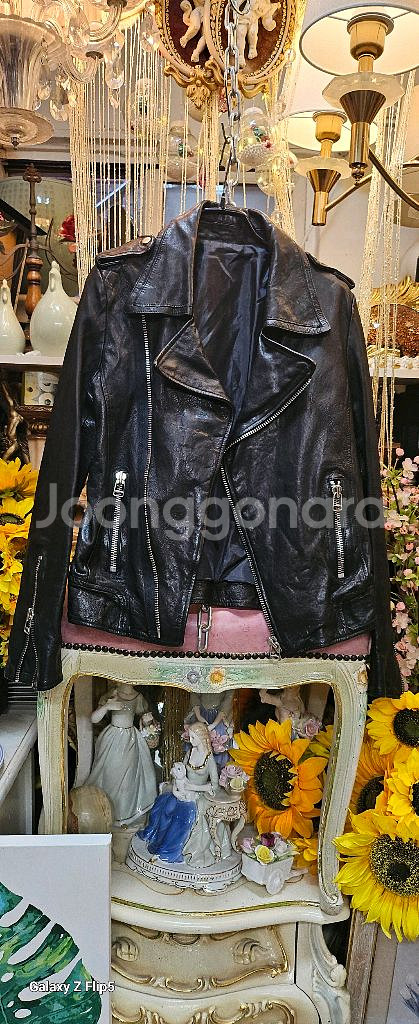 블랙 가죽 라이더 자켓--0