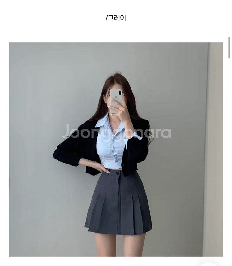 플리츠 테니스 스커트 벨트 증정 그레이 S 치마--0