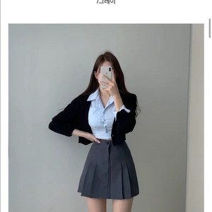 플리츠 테니스 스커트 벨트 증정 그레이 S 치마