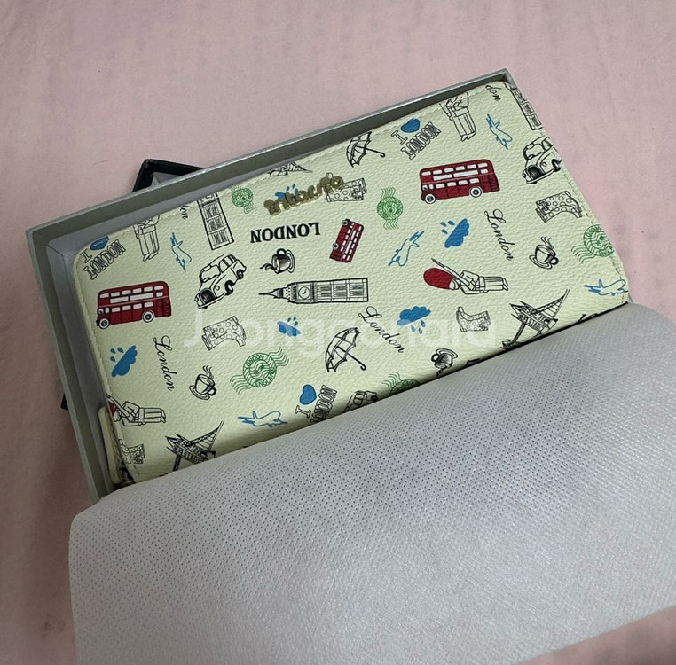 런던 패턴 지퍼 장지갑--0