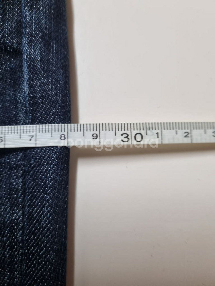 32)게스 로스앤젤레스 가죽패치 데님 생지 워싱 일자청--9