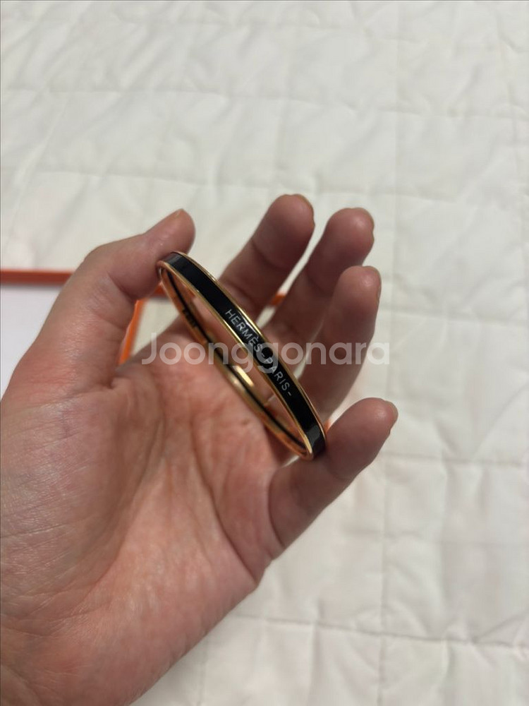 [새것]에르메스 유니 뱅글 팔찌 (블랙-로즈골드)--0
