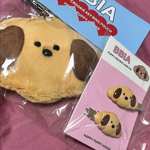 삐아 퍼피 크루키 키링 파우치+헤어핀