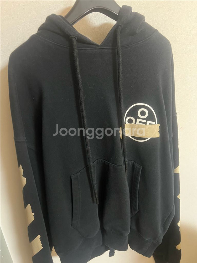 정품 오프화이트 테이프에로우 후드티 s--0