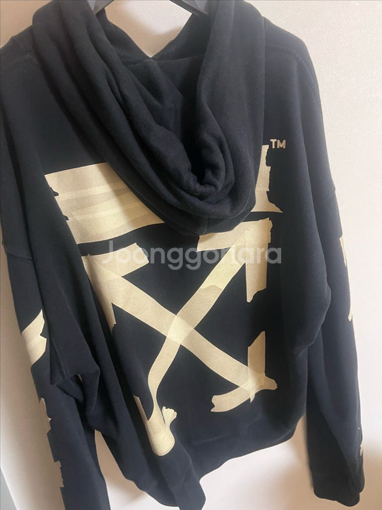 정품 오프화이트 테이프에로우 후드티 s--1