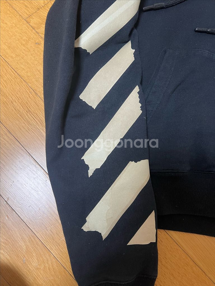 정품 오프화이트 테이프에로우 후드티 s--3