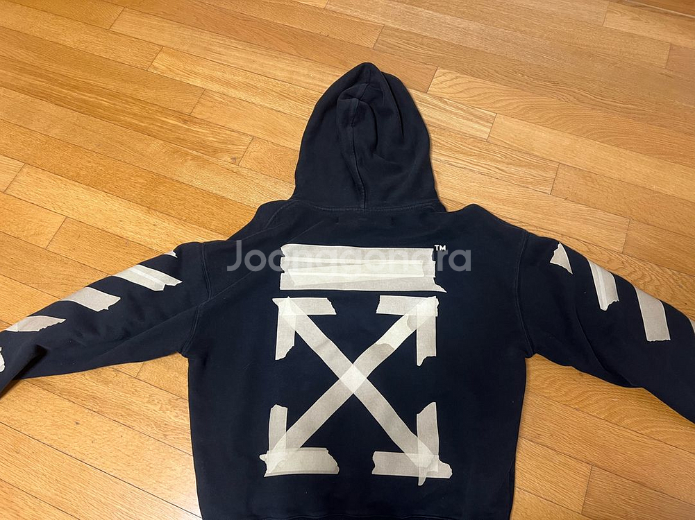 정품 오프화이트 테이프에로우 후드티 s--5