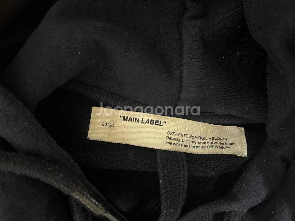 정품 오프화이트 테이프에로우 후드티 s--9