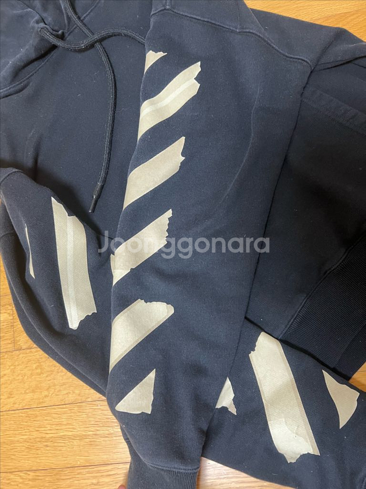 정품 오프화이트 테이프에로우 후드티 s--4