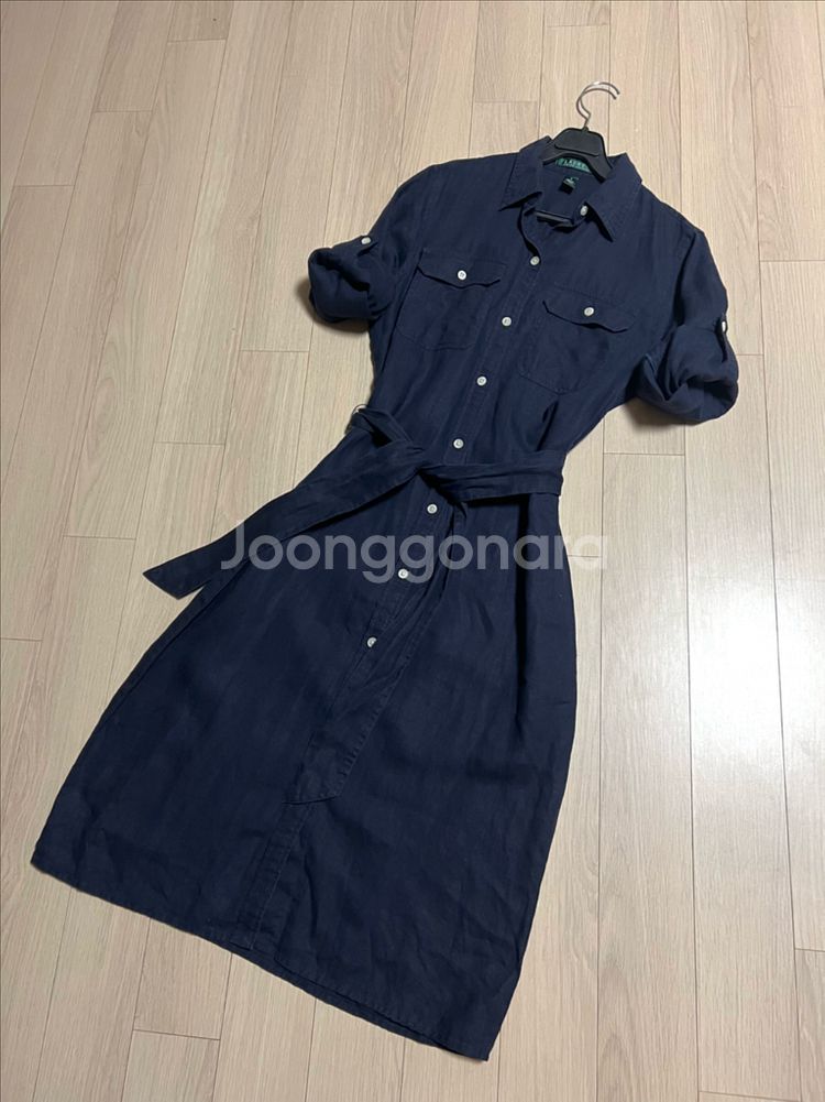로렌 랄프로렌 린넨100 롤업 벨트 셔츠 원피스 폴로--0
